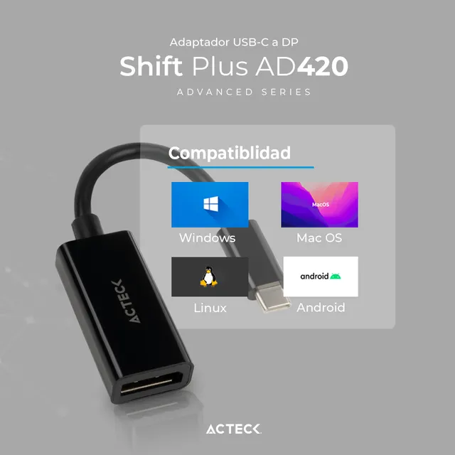 Adaptador USB-C a Displayport ACTECK AD420 — vista 2