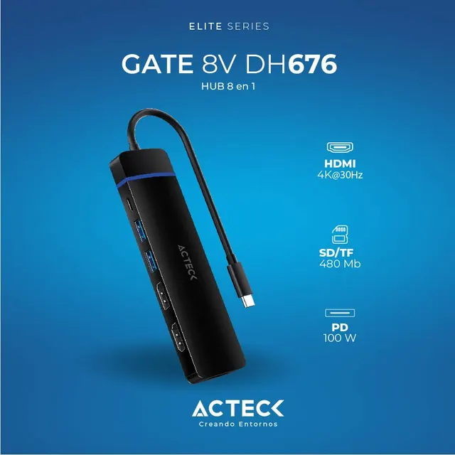 HUB USB ACTECK DH676 — vista 2