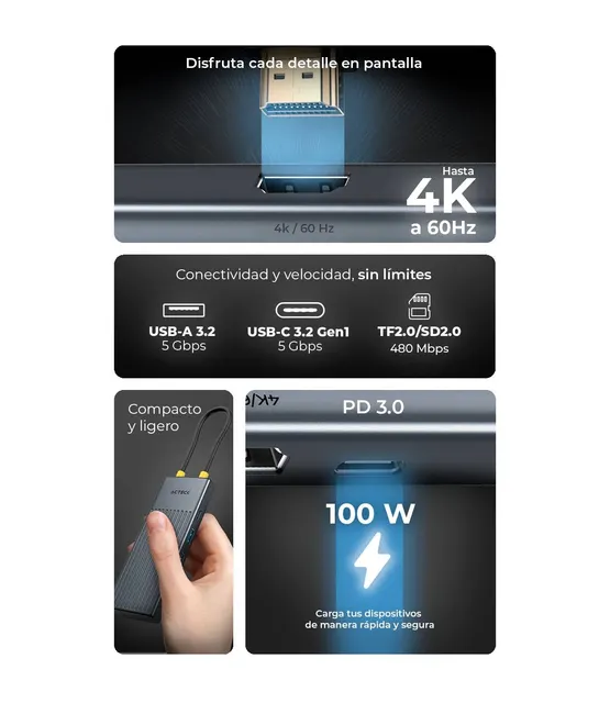 Concentradores Hub ACTECK Nexus Dock PRO HN920 — vista 4