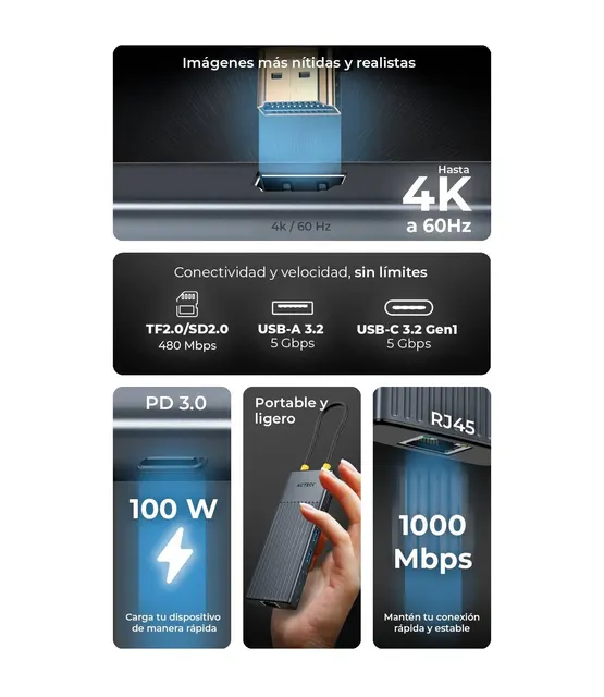 Concentradores Hub ACTECK NEXUS DOCK PRO HN930 — vista 4