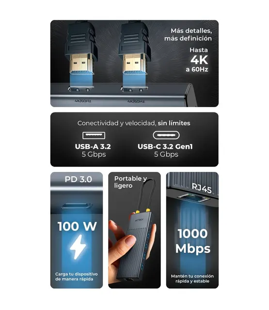 Concentradores Hub ACTECK NEXUS DOCK PRO HN940 — vista 4