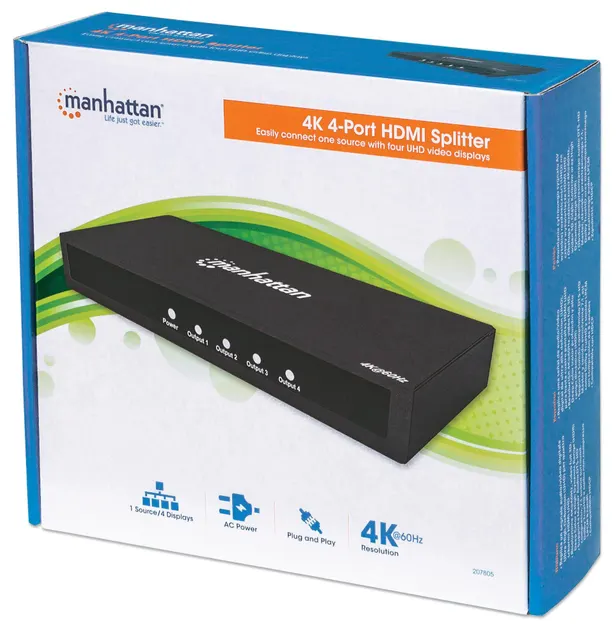 Video Splitter HDMI 4k@60Hz  MANHATTAN 207805 — vista 8