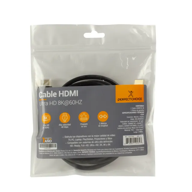 Cable HDMI 2.1 8K Negro 2m PERFECT CHOICE PC-101703 — vista 2