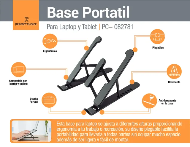 Base para Laptop y/o Tableta Plegable  PERFECT CHOICE PC-082781