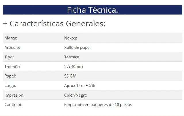 Rollo de papel térmico Nextep NE-528 — vista 2