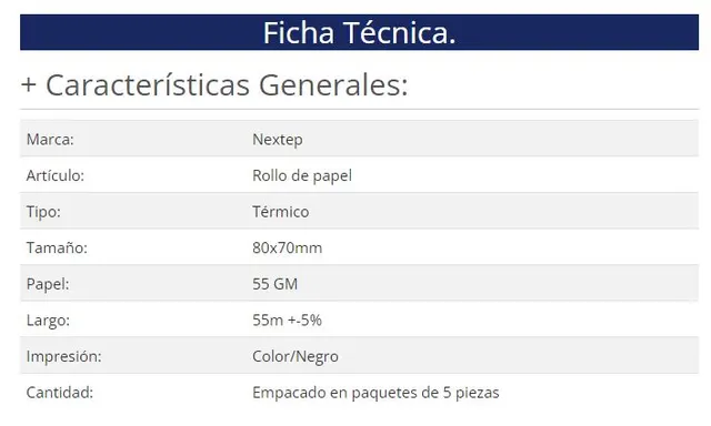 Rollo de papel térmico Nextep NE-529 — vista 2