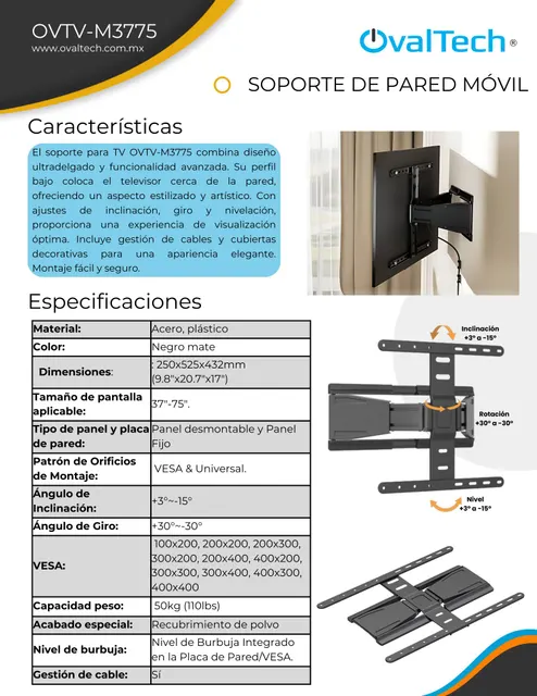 Soporte para TV OVALTECH OVTV-M3775 — vista 4