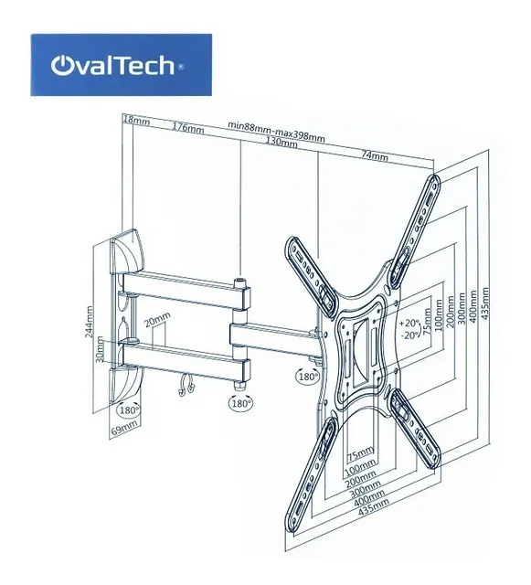 Soporte de Pared Movil para TV  OVALTECH De 23 — vista 5