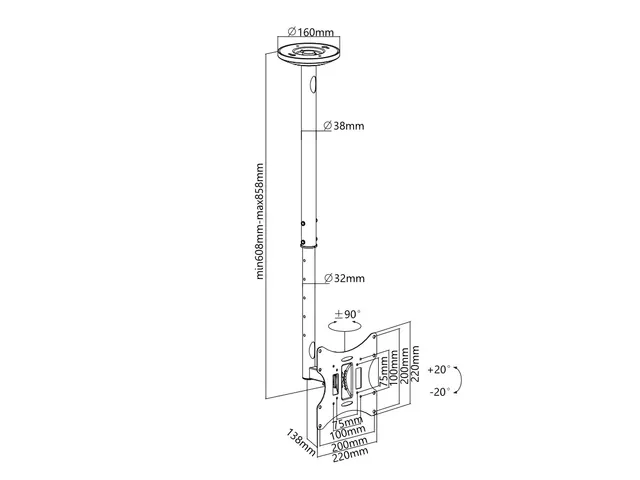 Soporte de Acero Para Televisor - Techo OVALTECH OVTV-C2342 — vista 5