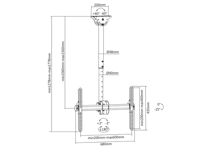 Soporte de TECHO para TV OVALTECH OVTV-C3770 — vista 2