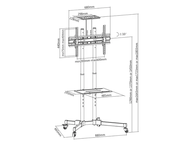 Soporte de Piso Móvil para TV OVALTECH OVTV-CA3770 — vista 3