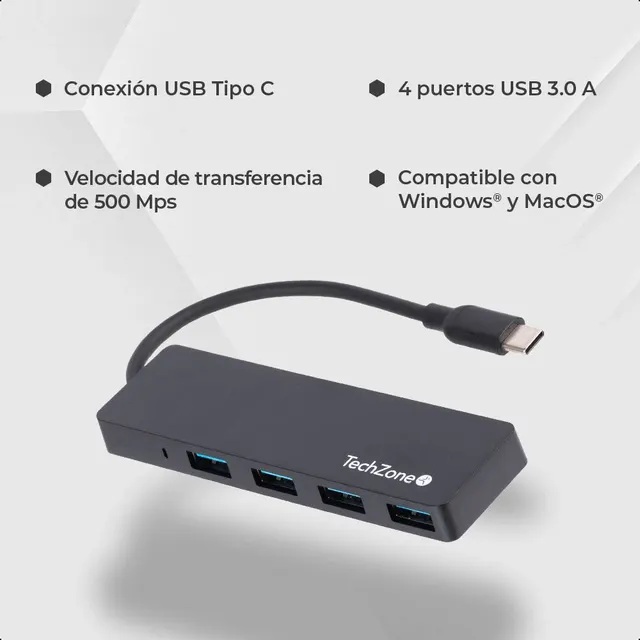 Concentradores Hub TECHZONE CONNECT HUB 3.0 — vista 4
