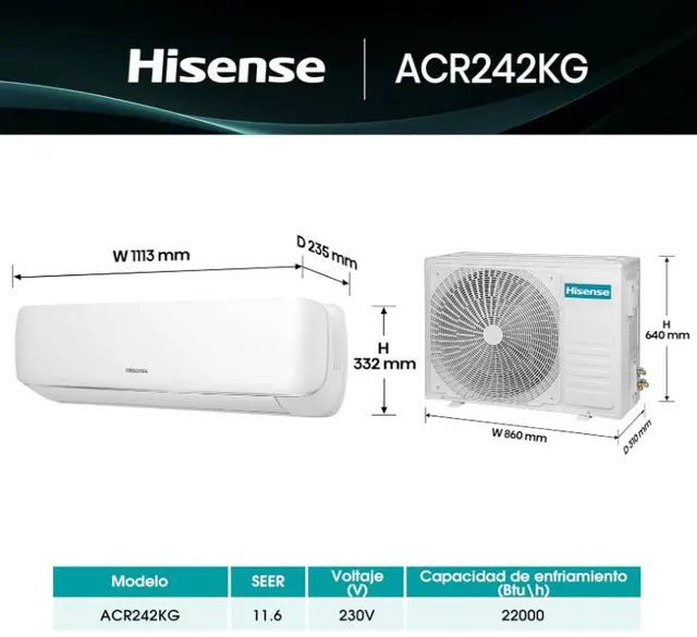 Aires Acondicionados Hisense ACR242KG — vista 2