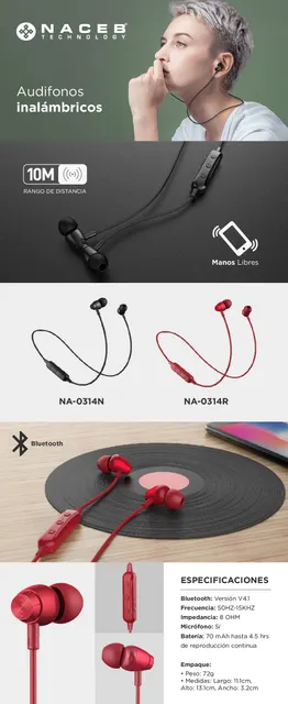 Audífono Bluetooth Naceb Technology NA-0314R — vista 6