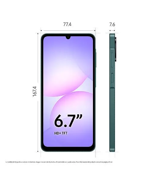 Celular SAMSUNG SAMSUNG GALAXY A07 4GB 128GB VERDE — vista 3