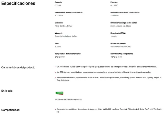 SSD SANDISK WDS500G4G0E — vista 5