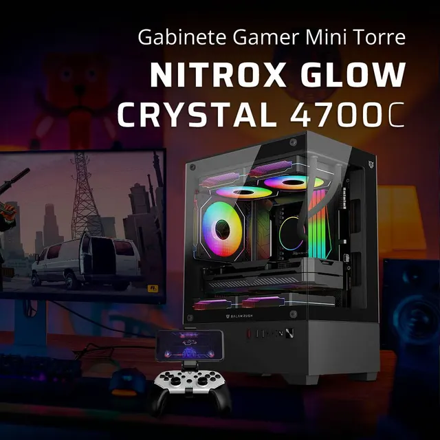 Gabinetes Gaming Balam Rush NITROX GLOW CRYSTAL 4700C — vista 3