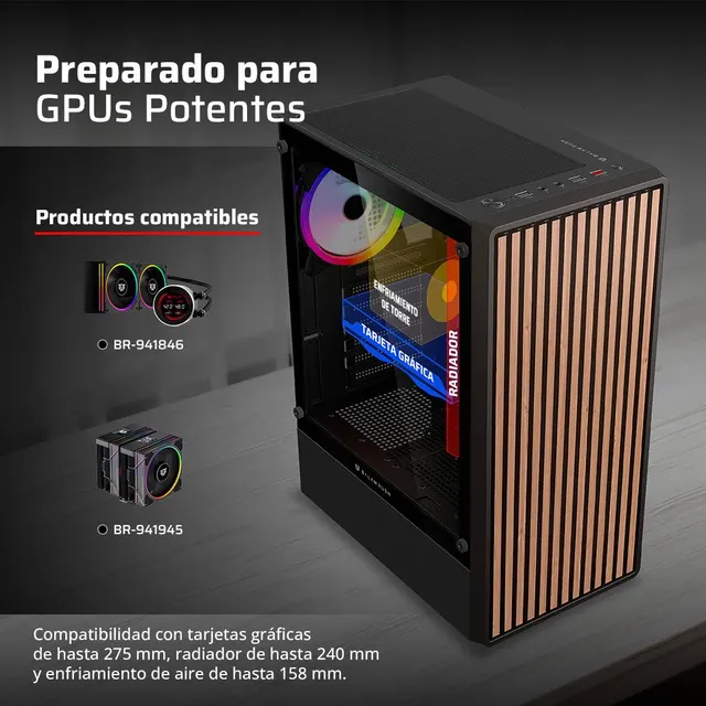 Gabinetes Gaming Balam Rush DRAGONFLY WOOD GM580CB — vista 4