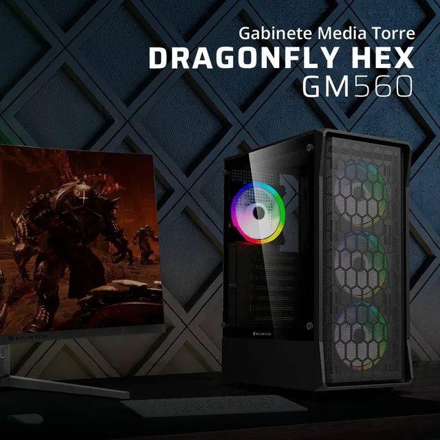 Gabinetes Gaming Balam Rush DRAGONFLY HEX GM560 — vista 3