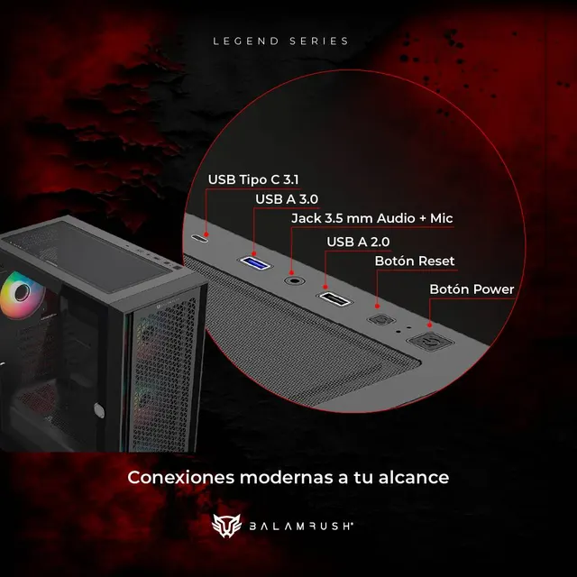 Gabinete Gaming Balam Rush Carbono Twin Mate — vista 4