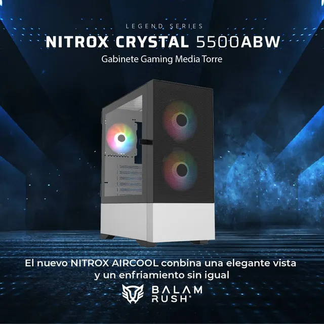 Gabinetes Gaming Balam Rush Nitrox Aircool  5500ABW Legend Series — vista 3