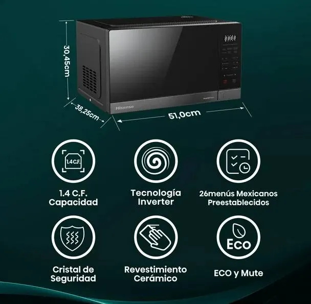 Microondas Hisense HMMS3411DSV — vista 4