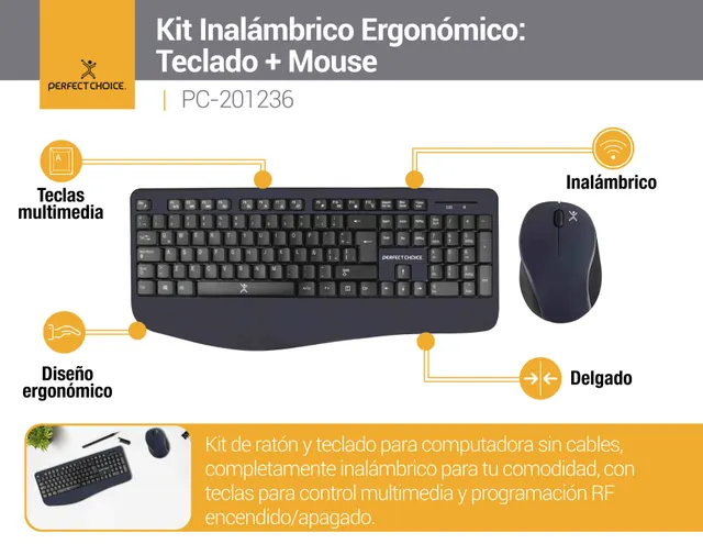 Kit de Teclado y Mouse  PERFECT CHOICE PC-201236 — vista 2