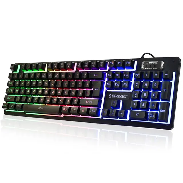 Teclado y Mouse USB RGB Negro BROBOTIX 458977 — vista 2