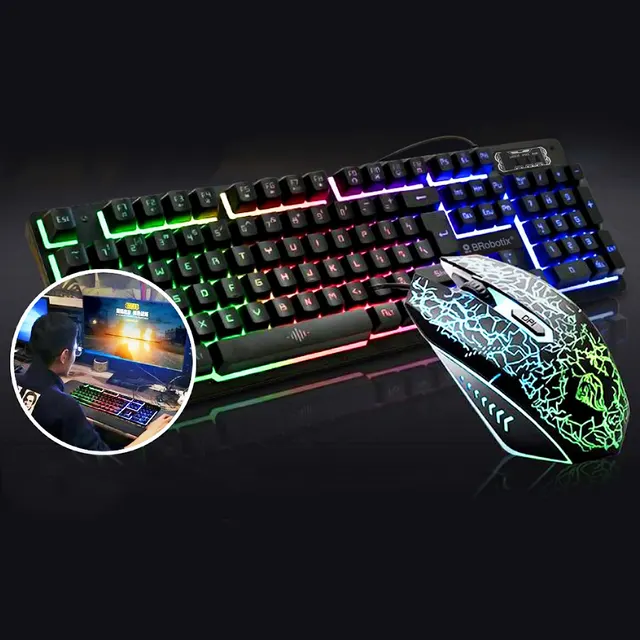 Teclado y Mouse USB RGB Negro BROBOTIX 458977 — vista 7