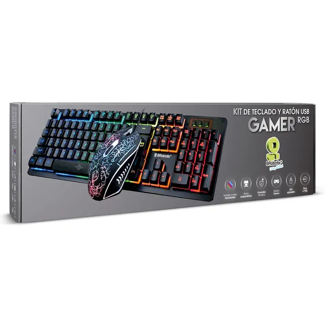 Teclado y Mouse USB RGB Negro BROBOTIX 458977 — vista 10