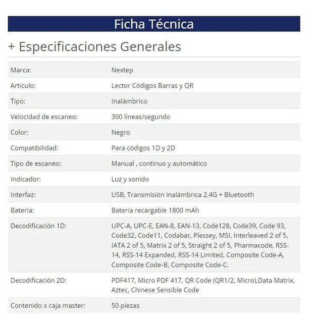 Lector de Códigos de Barra y QR Nextep NE-503I — vista 3