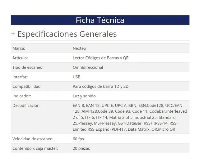 Lector de Códigos de Barra  Nextep NE-505 — vista 3