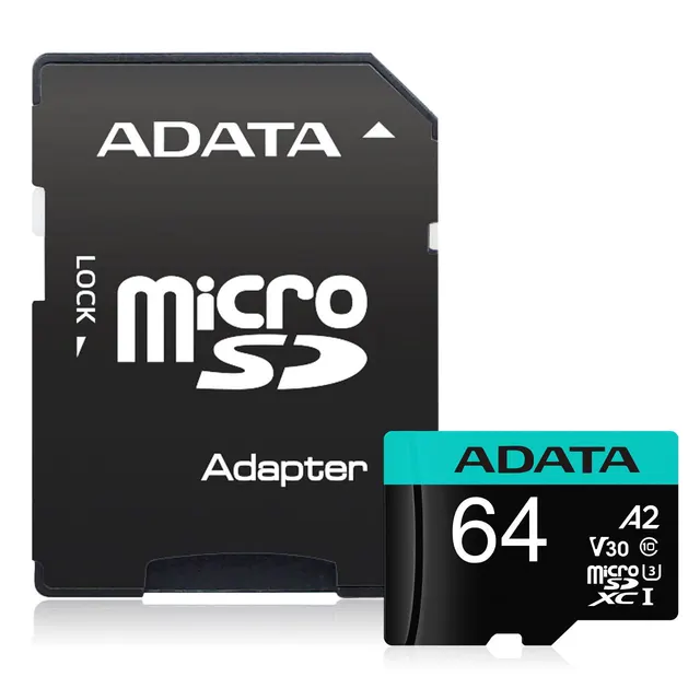Micro Secure Digital Premier A2  ADATA UHS-I 64GB — vista 2