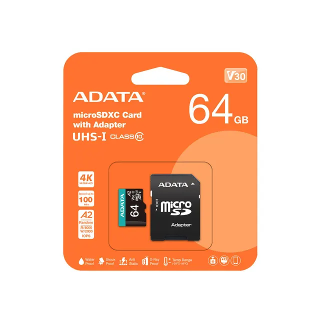 Micro Secure Digital Premier A2  ADATA UHS-I 64GB — vista 4