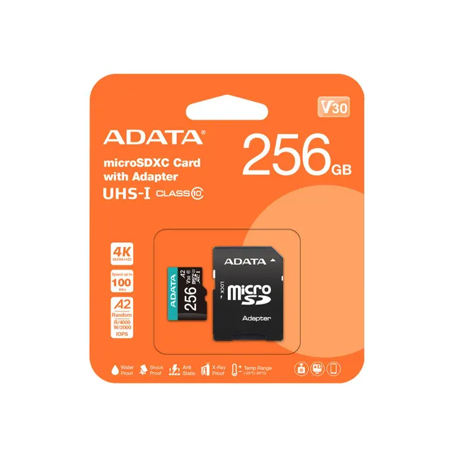 Micro Secure Digital ADATA AUSDX256GUI3V30SA2-RA1 — vista 3