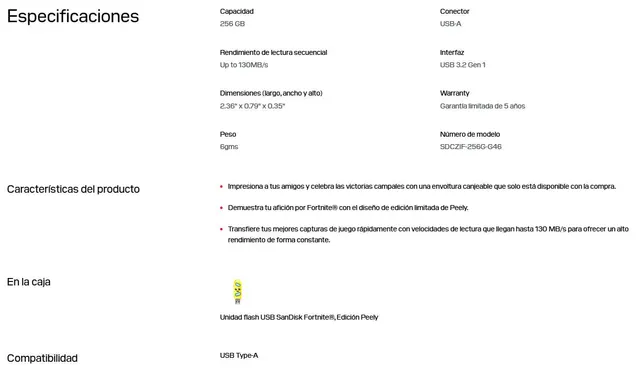 Memoria Flash SANDISK SDCZIF-256G-G46 — vista 5