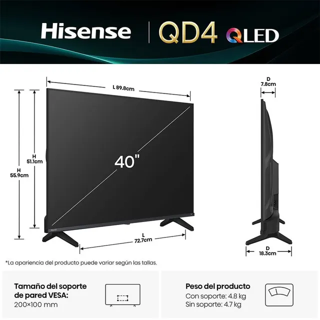 Televisiones Hisense 40QD4QFM — vista 3