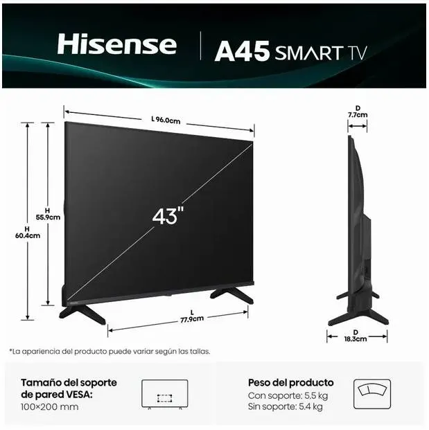 Televisiones Hisense 43A45NV — vista 3