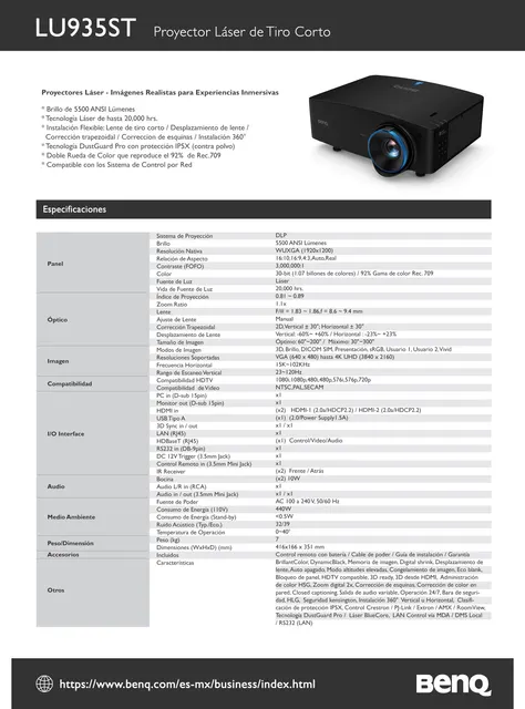 Proyector BENQ LU935ST — vista 5