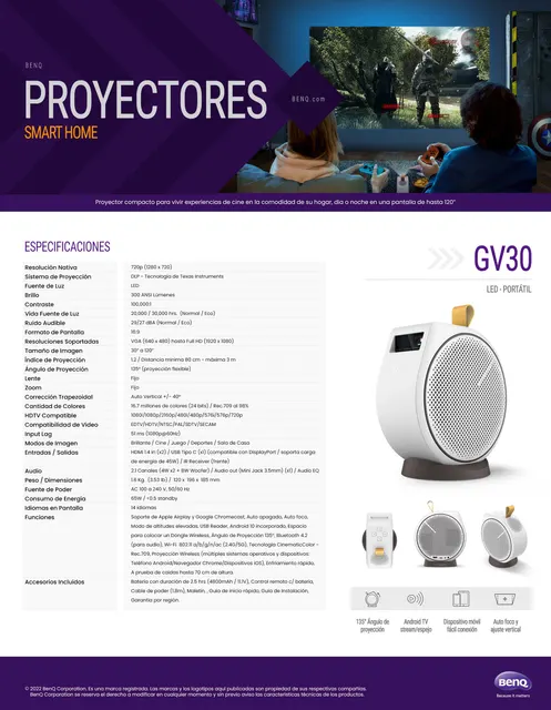Proyector BENQ GV30 — vista 5