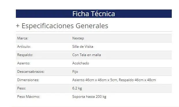 Silla Nextep NE-652N — vista 3