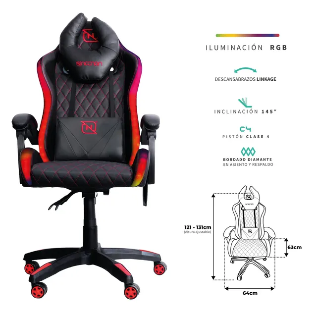 Sillas Gaming NECNON NSG-RGB-1 — vista 4