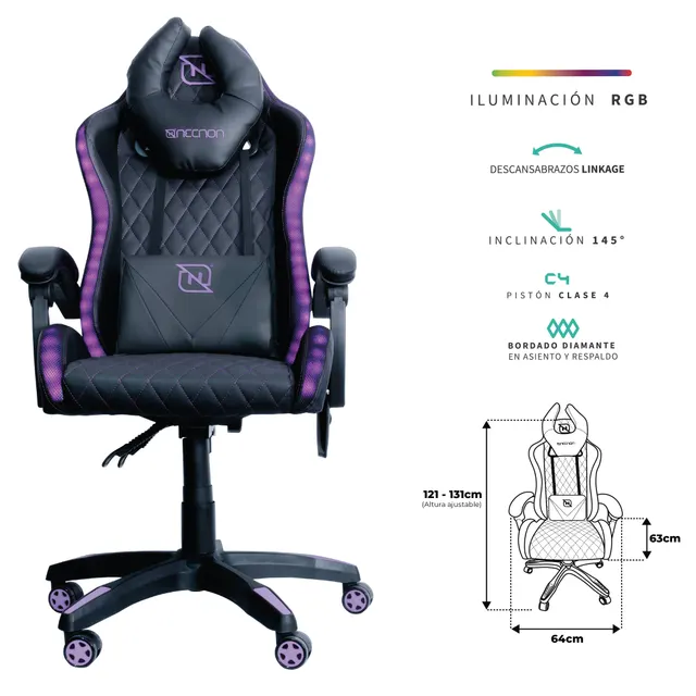 sillas Gaming NECNON NSG-RGB-1 — vista 2