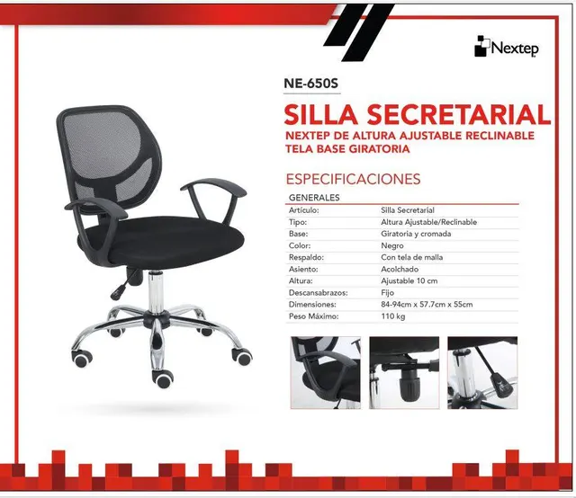 Silla Secretarial Nextep NE-650S — vista 2