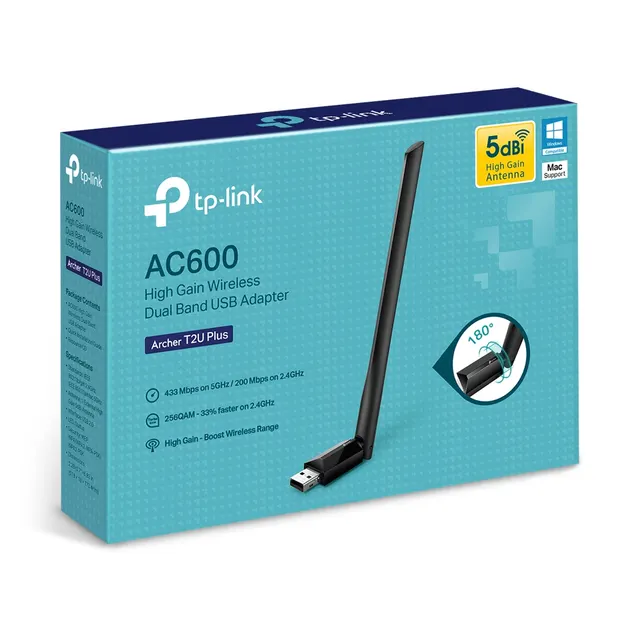 Adaptador USB 2.0 AC600 Inalámbrico TP-LINK Archer T2U Plus — vista 3