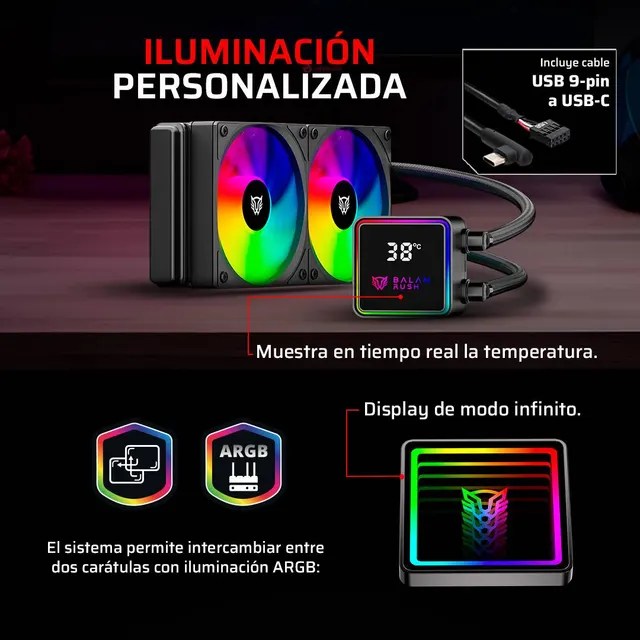 Enfriamiento y Ventilación Balam Rush CRYO PRISM 240 BLACK — vista 3